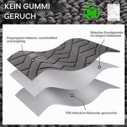 Fußmatte Grau 90x150cm - Waschbare Schmutzfangmatte für Innen & Außen