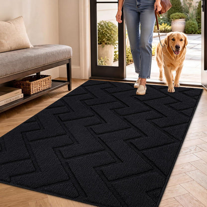Fußmatte Schwarz 90x150cm – Waschbar, Rutschfest & Saugfähig