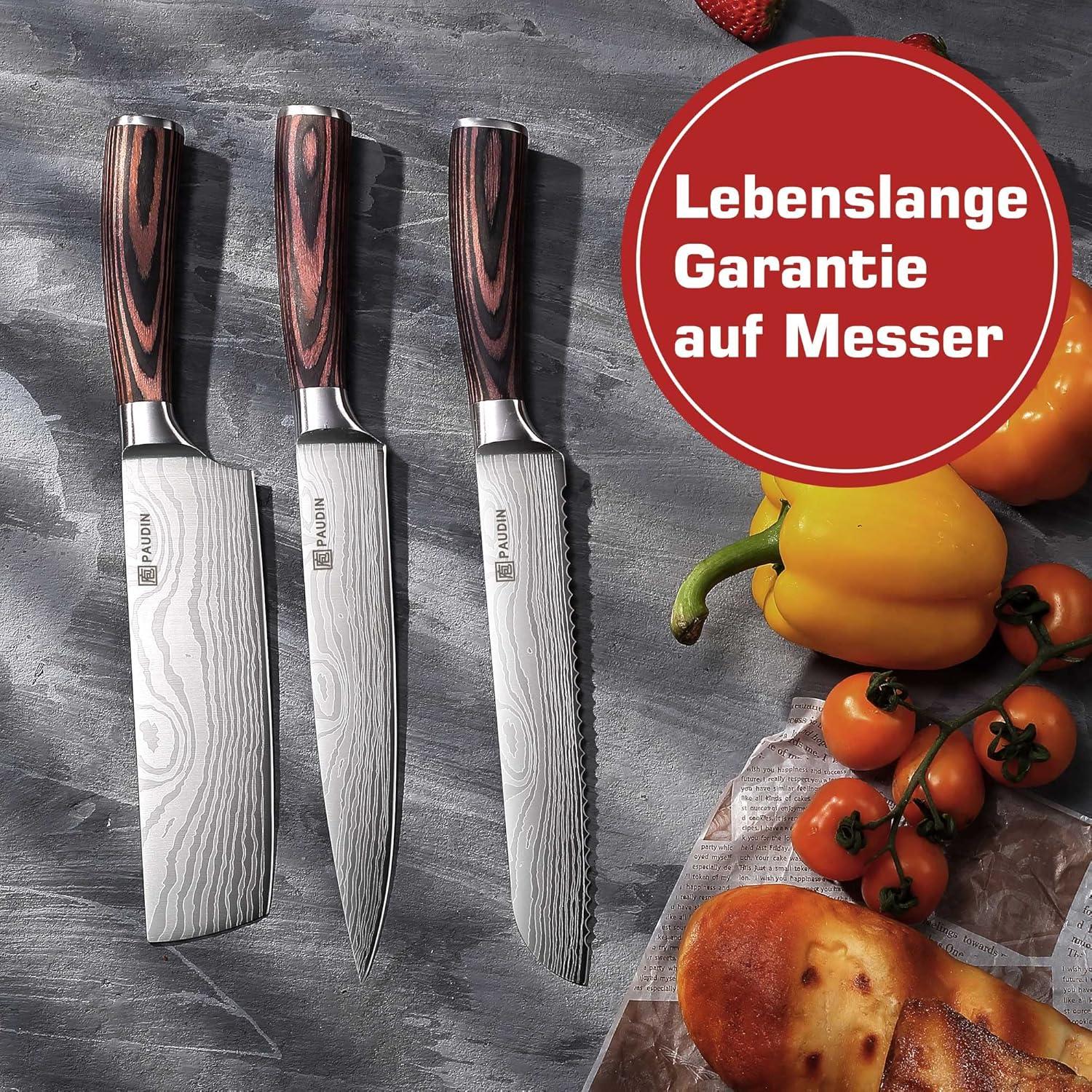 Messerblock Set 14-teilig Edelstahl Küchenmesser Holzblock