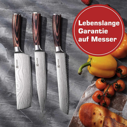 Messerblock Set 14-teilig Edelstahl Küchenmesser Holzblock