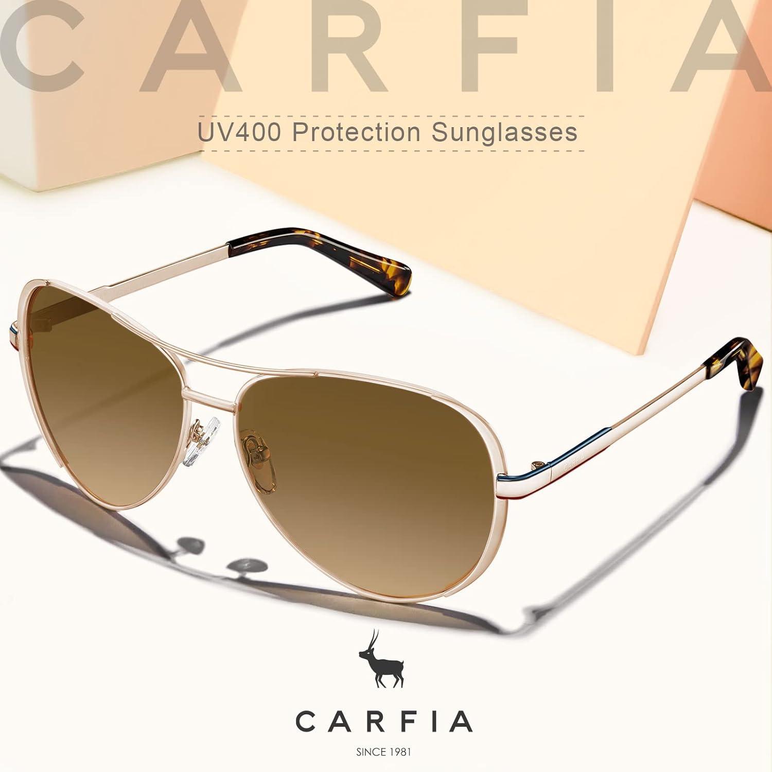 CARFIA Pilotenbrille Damen Sonnenbrille Polarisiert UV400 mit Etui
