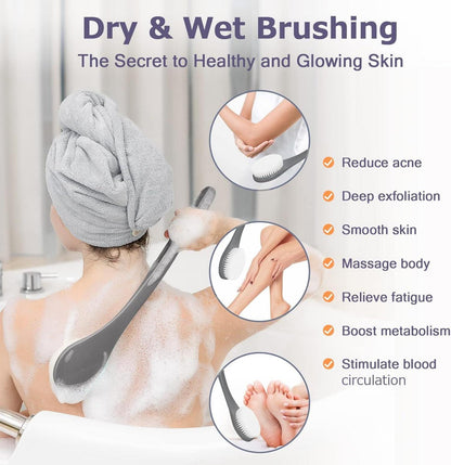 Rückenbürste Massagebürste Badebürsten Dunkelgrau