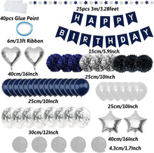 Marineblau Silber Schwarze Geburtstagsdeko