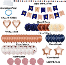 Rosegold Marineblau Geburtstagsdeko Mädchen Partyset