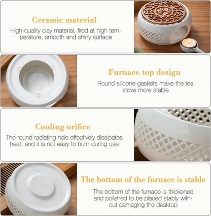 Teewärmer Keramik Stövchen Porzellan Tee Warmhalter Hohlgeschnitztes