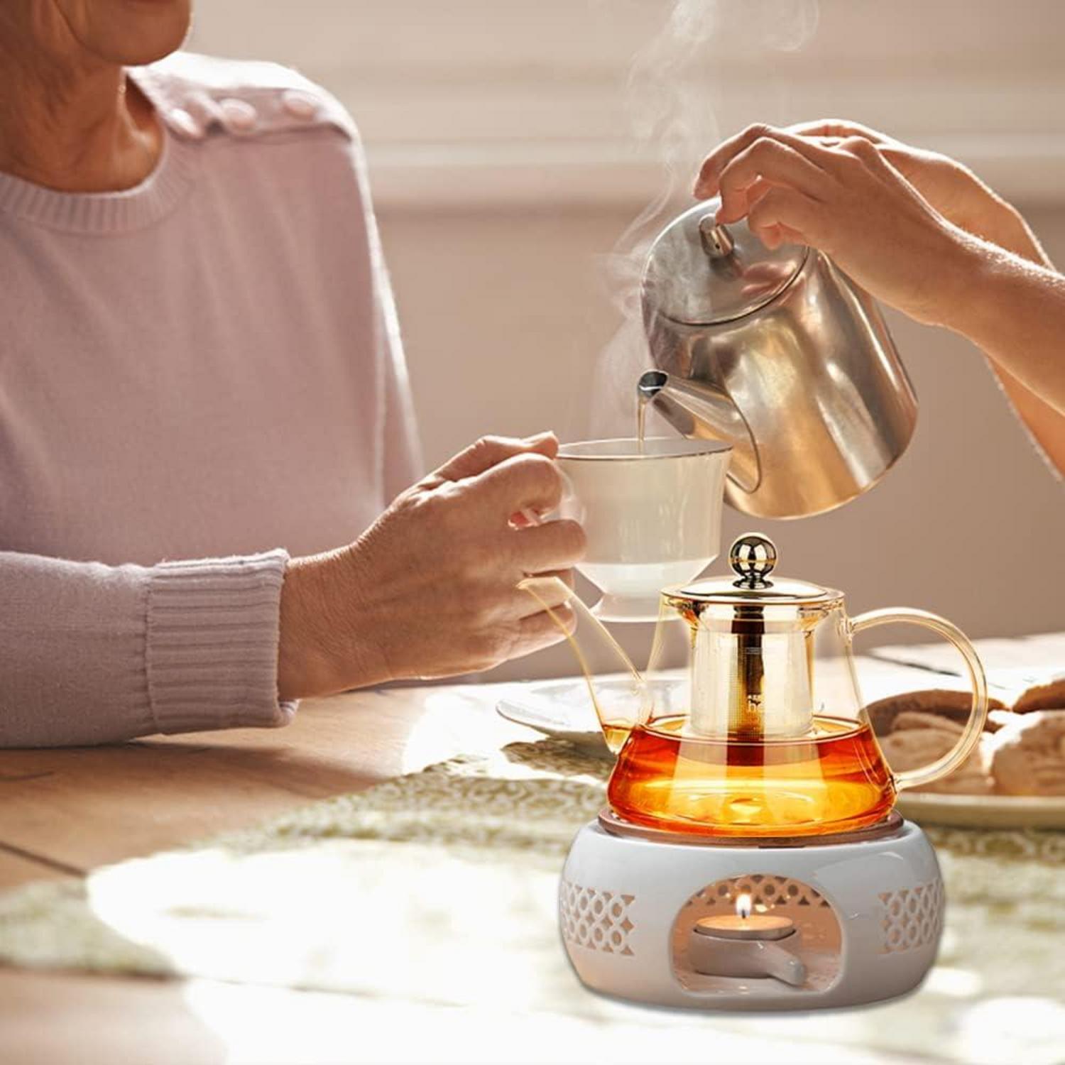 Teewärmer Porzellan Herdmatte Teelicht Set Stövchen Keramik für Tee und Kaffee warmhalten