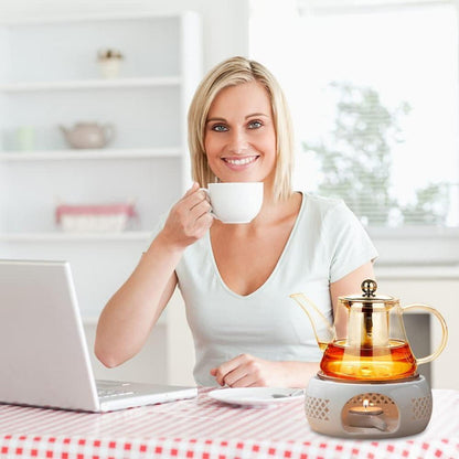 Teewärmer Stövchen Keramik Porzellan Wärmer Hohl Design Set