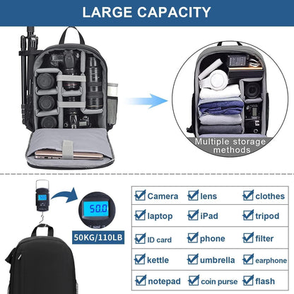 Professioneller Wasserdichter Kamerarucksack für DSLR/SLR, Schwarz