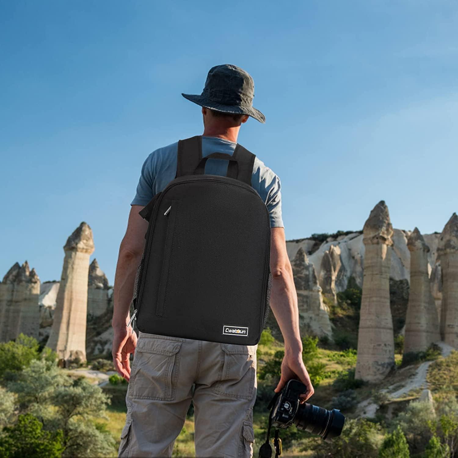 Cwatcun Kamerarucksack Wasserbeständig Fotorucksack für DSLR/SLR, Sony Canon Nikon, Schwarz 2.0 S