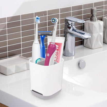 Zahnbürstenhalter mit Zahnbürstenfächern und Ablagebecken, Kunststoff, Abflussloch, Rutschfester Boden