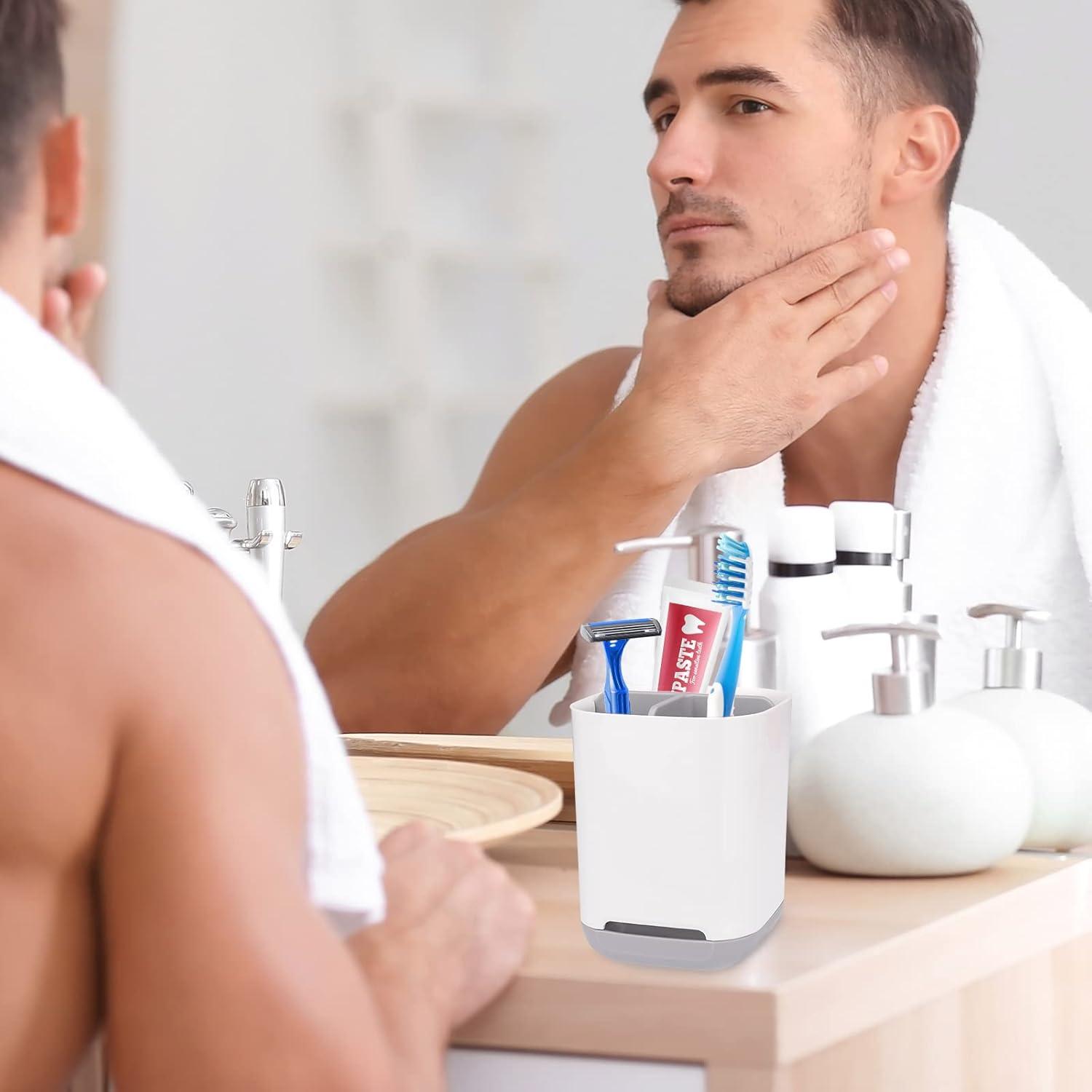 Zahnbürstenhalter mit Abflussloch, 2 Zahnbürstenfächer + 1