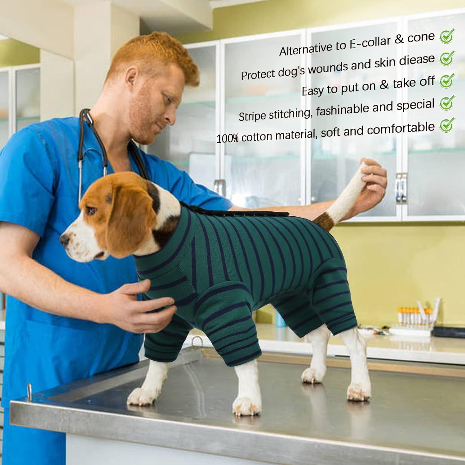 Hundebody nach Op, Kastration, Grüner Hundepyjama XS