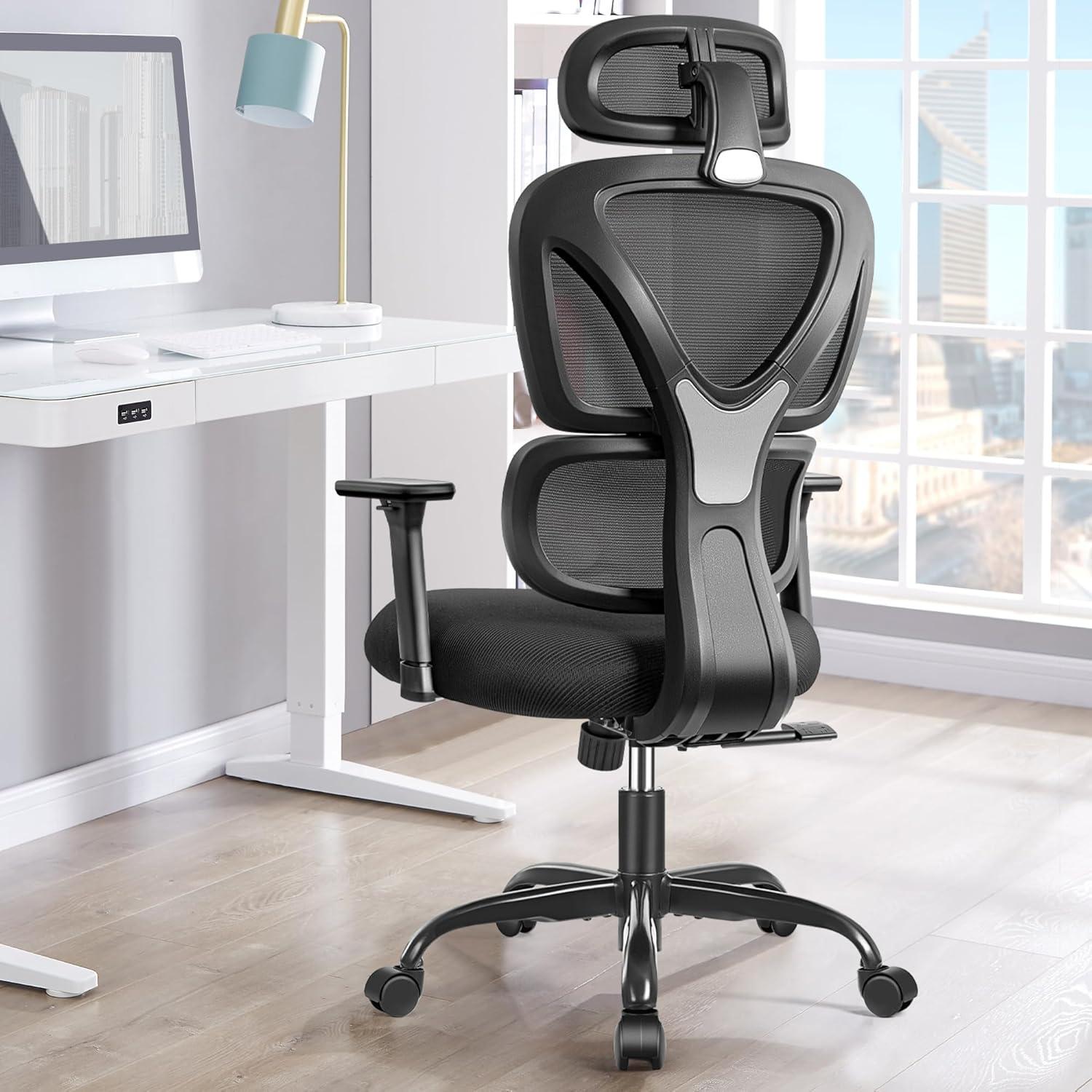 Ergonomischer Bürostuhl mit Kopfstütze und Lendenwirbelstütze