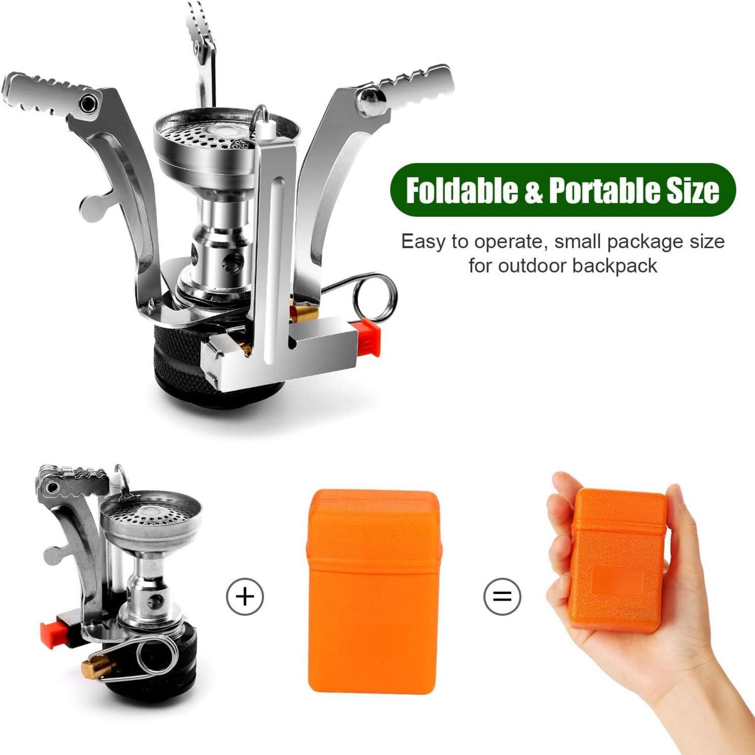 Odoland Camping Geschirr Set mit Rucksackkocher, Edelstahl Tasse & Pfanne - Outdoor Kochgeschirr Grün