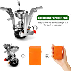 Odoland Camping Geschirr Set mit Rucksackkocher, Edelstahl Tasse & Pfanne - Outdoor Kochgeschirr Grün