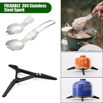 Odoland Camping Kochgeschirr Set Topf Pfanne Mini Rucksackkocher Tasse Spork