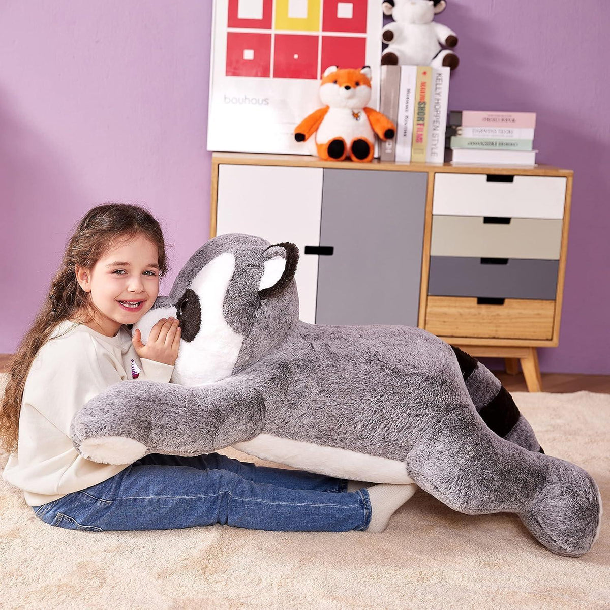 Riesiger Waschbär Kuscheltier 78cm - Flauschiges Plüschtier Geschenk