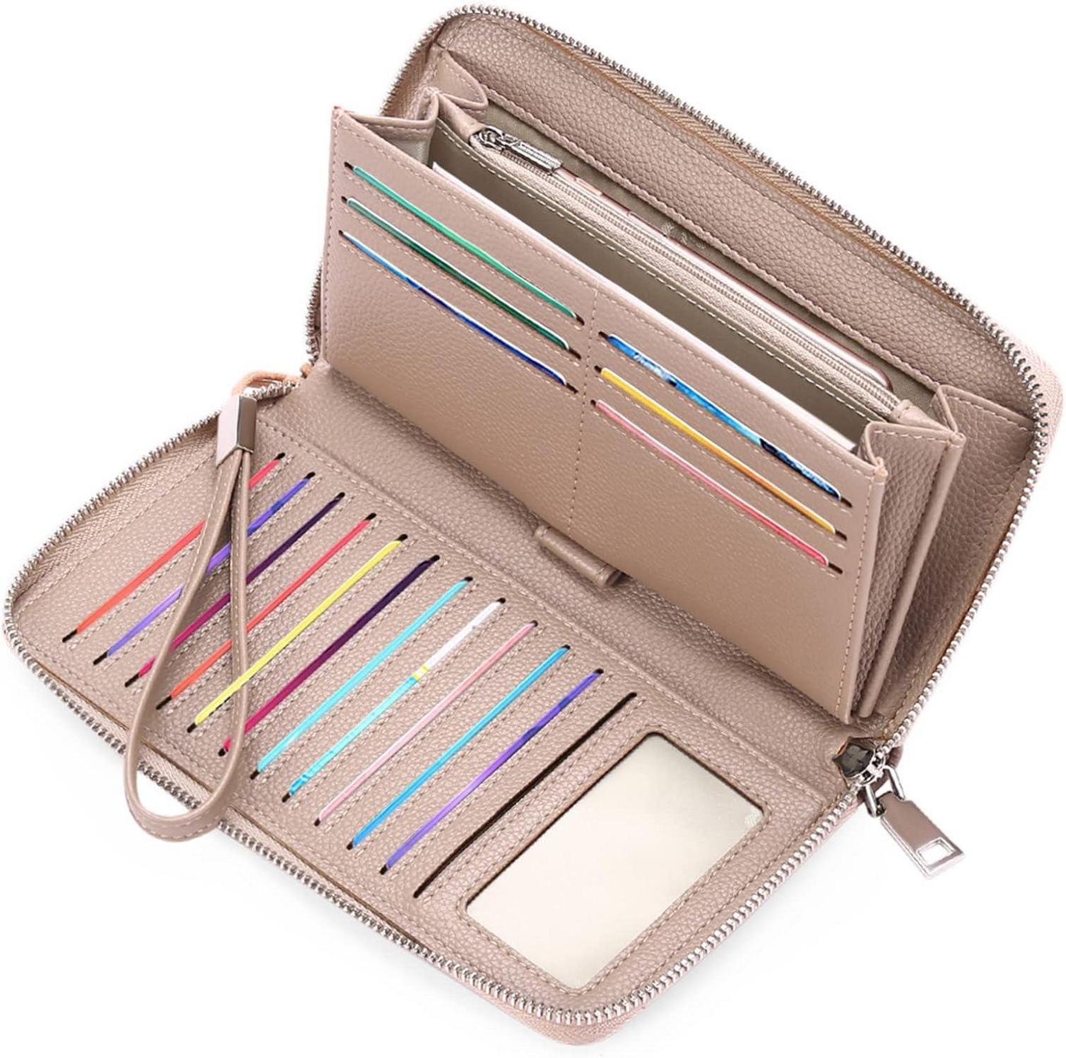 Groß Damen Geldbörse Leder RFID Blockierung Reißverschluss Clutch