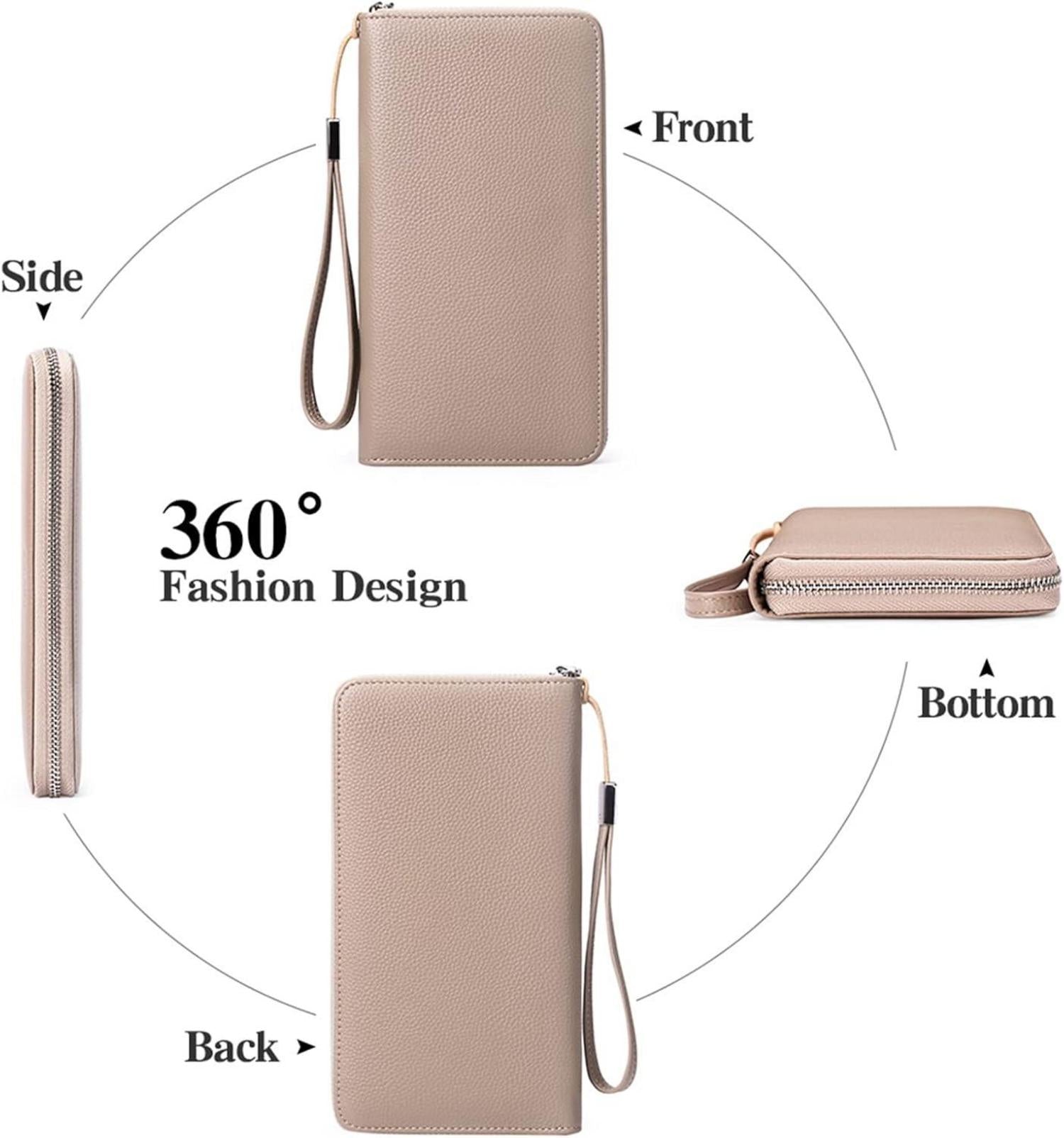 Groß Damen Geldbörse Leder RFID Blockierung Reißverschluss Clutch
