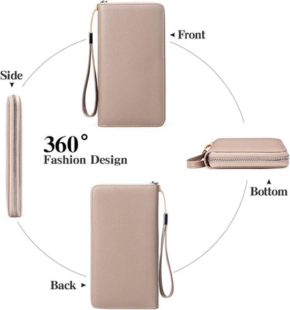 Groß Damen Geldbörse Leder RFID Blockierung Reißverschluss Clutch