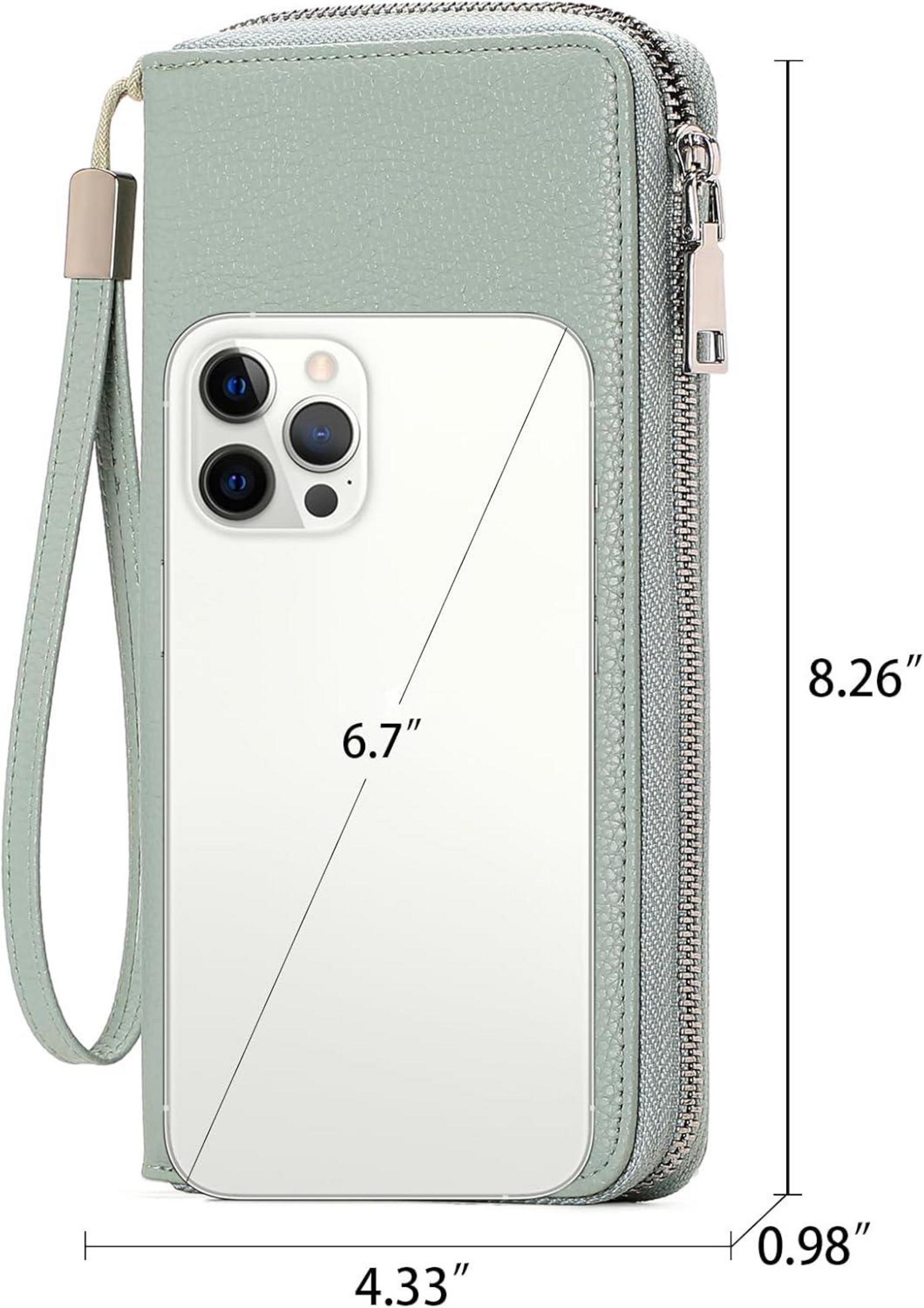 Damen Geldbörse groß RFID Leder Geldbörsen Kupplung grün