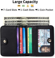 Damen Geldbörse RFID Schutz Leder Mini Brieftasche Zipper