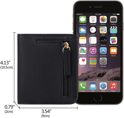 GAEKEAO Damen Geldbeutel RFID-Schutz Mini Leder Zipper Brieftasche Schwarz