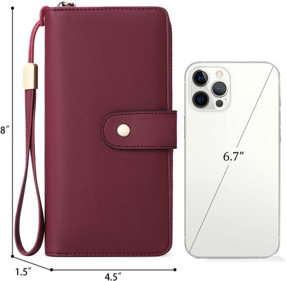 GAEKEAO Damen Geldbörse Groß mit RFID Schutz - B-rotwein