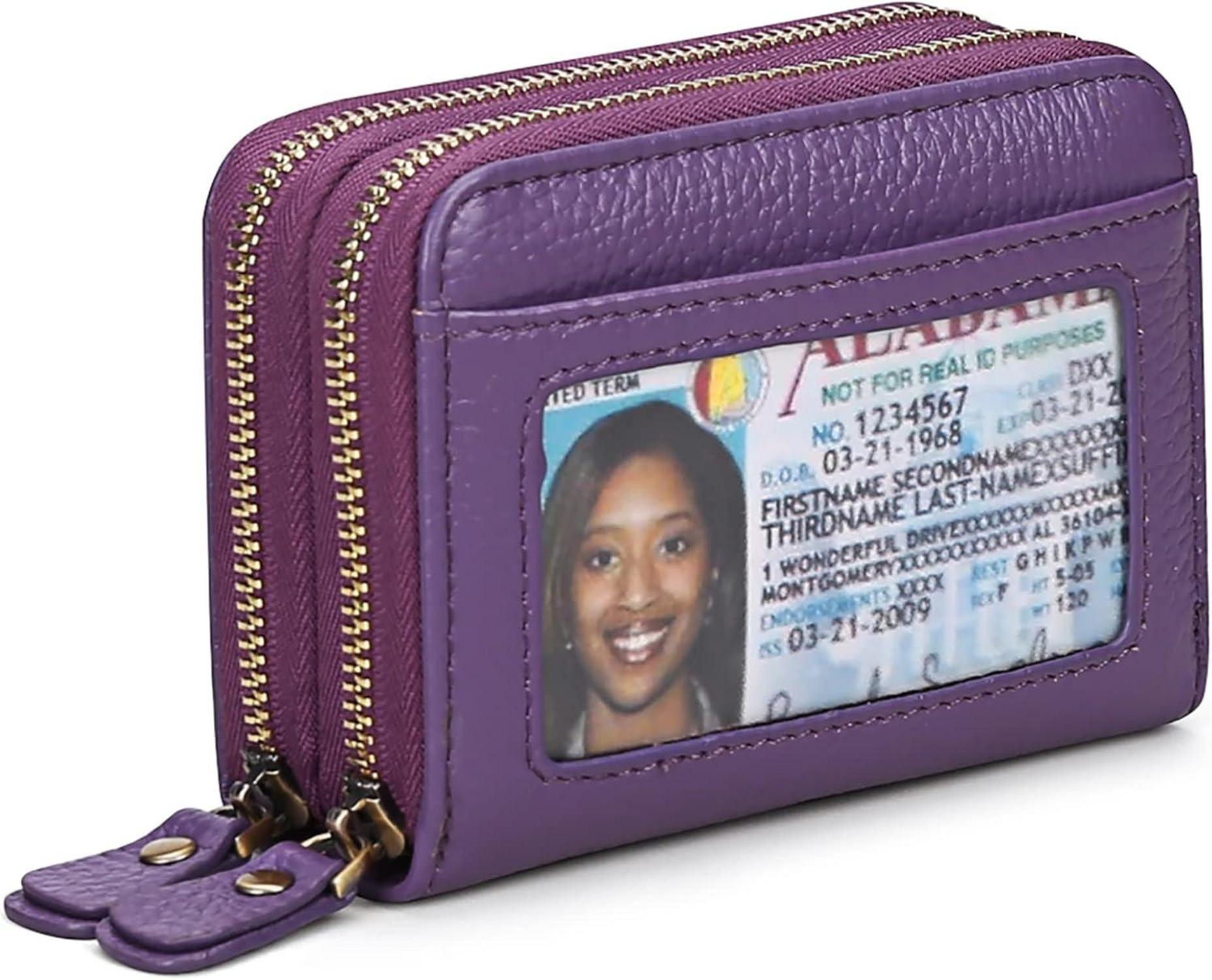 Damen Geldbörse Echtes Leder RFID Schutz Mini Portemonnaie Zipper