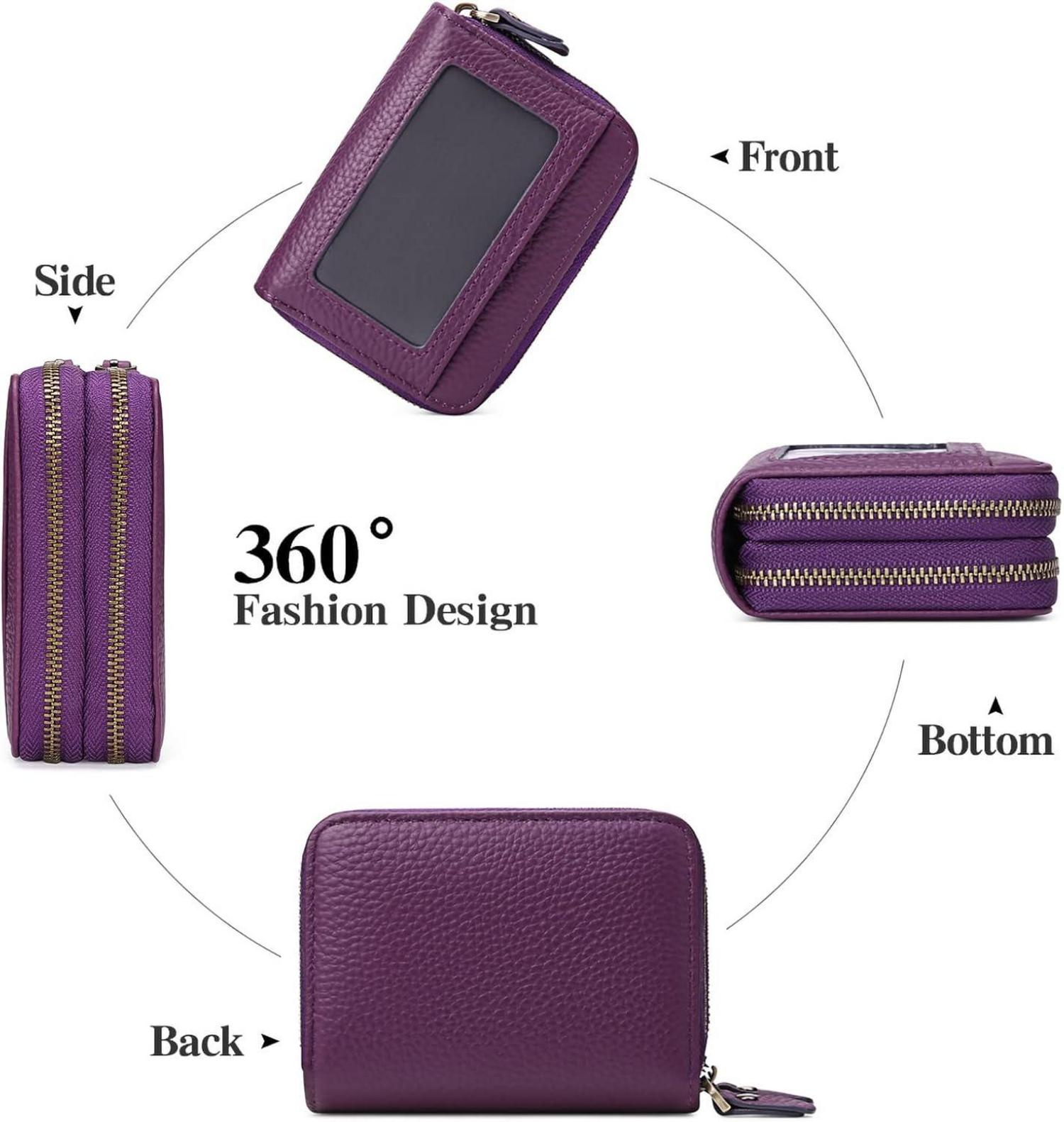Damen Geldbörse aus Echtem Leder RFID-Schutz VT B02-violett