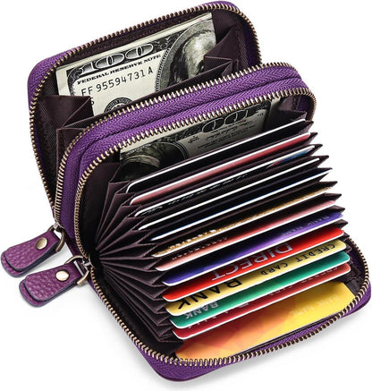 Damen Geldbörse Echtes Leder RFID Schutz Mini Portemonnaie Zipper Brieftasche