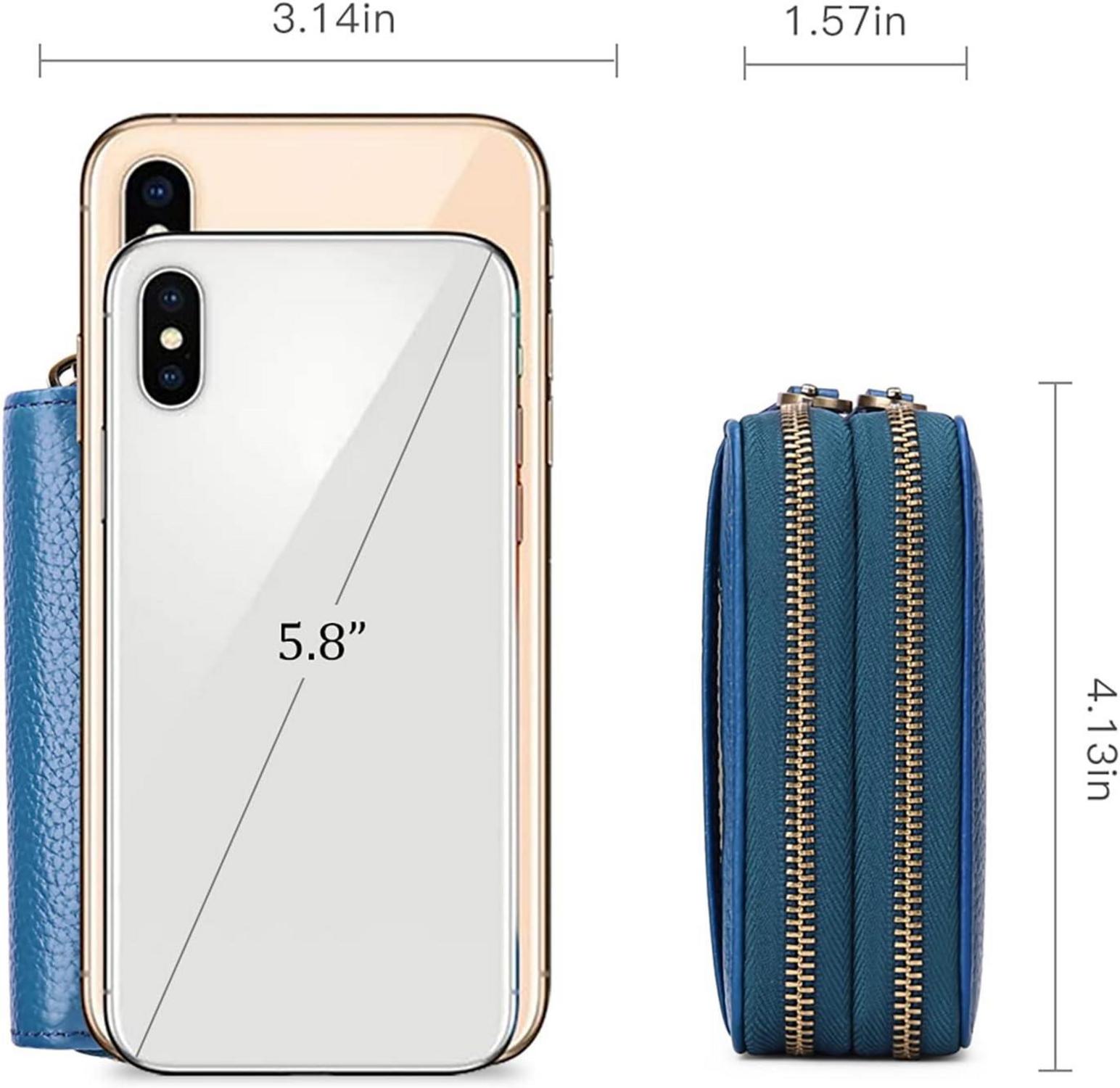 Damen Geldbörse Echtes Leder RFID Mini Portemonnaie Kartenhalter Blau