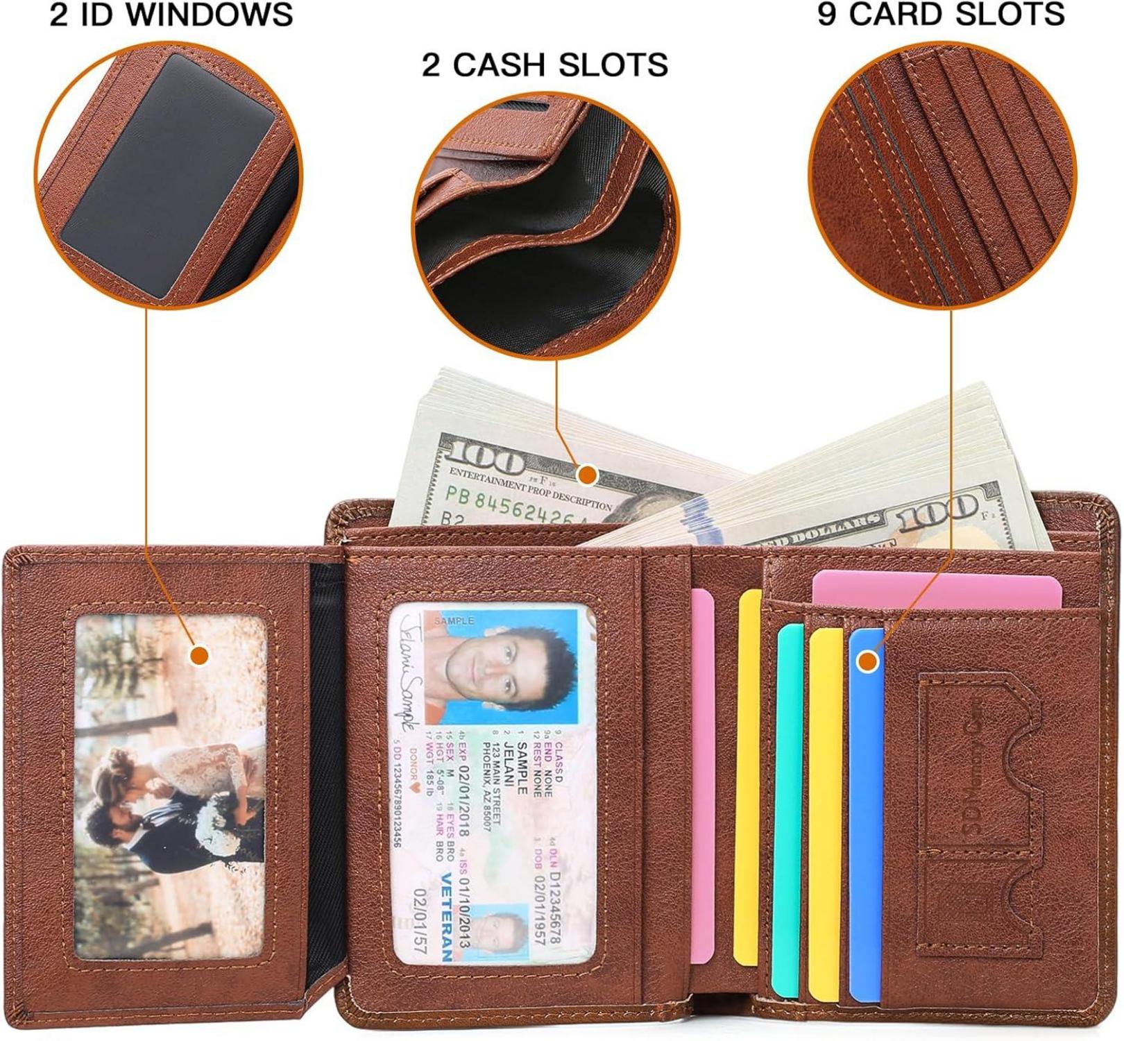 Herren Geldbörse RFID Schutz Leder Slim Wallet Portemonnaie braun