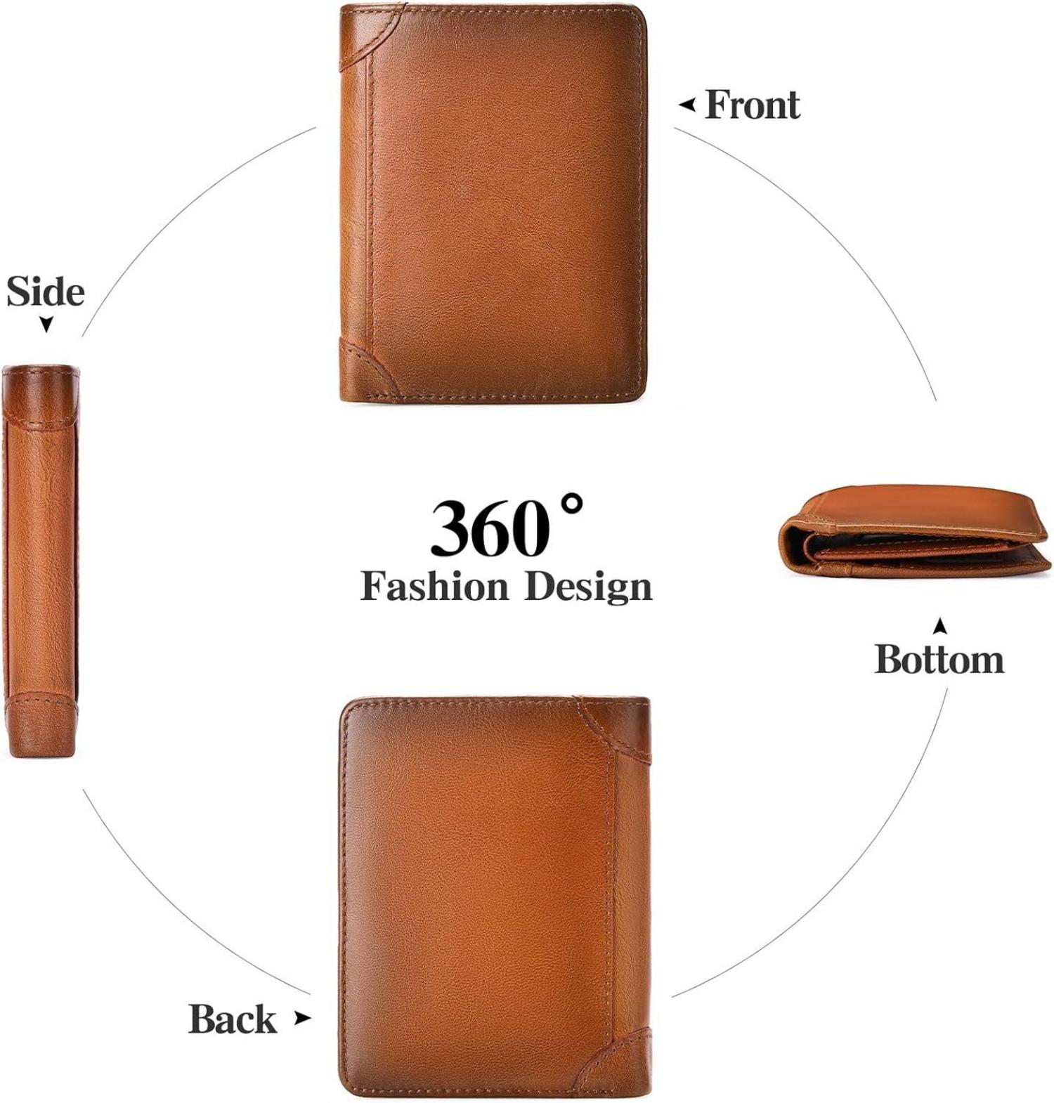 Herren RFID Geldbörse Leder Slim Wallet Portemonnaie Braun