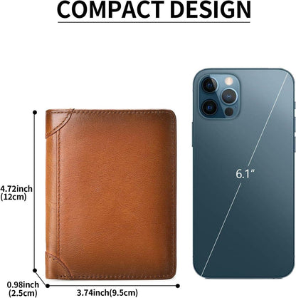 Herren Geldbörse RFID Leder Slim Wallet Portemonnaie Braun