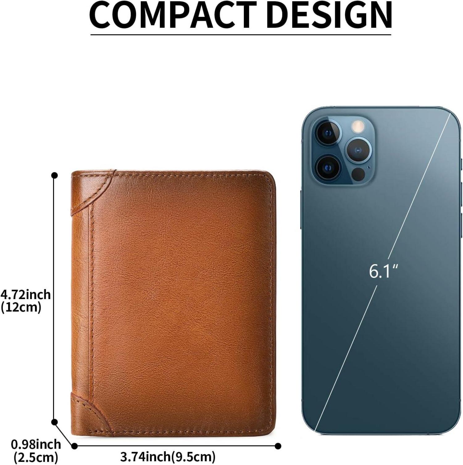 Herren Geldbörse RFID Leder Slim Wallet Portemonnaie Braun