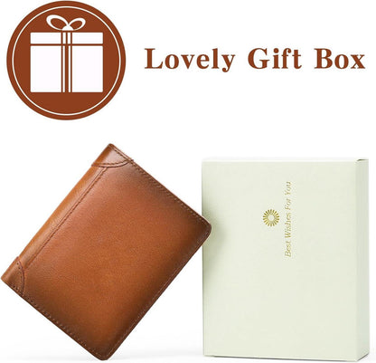 Herren RFID Geldbörse Leder Slim Wallet Portemonnaie Braun