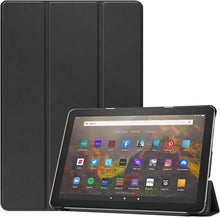 Slim Leder Tri-Fold Schutzhülle für Fire HD 10 2021 Schwarz