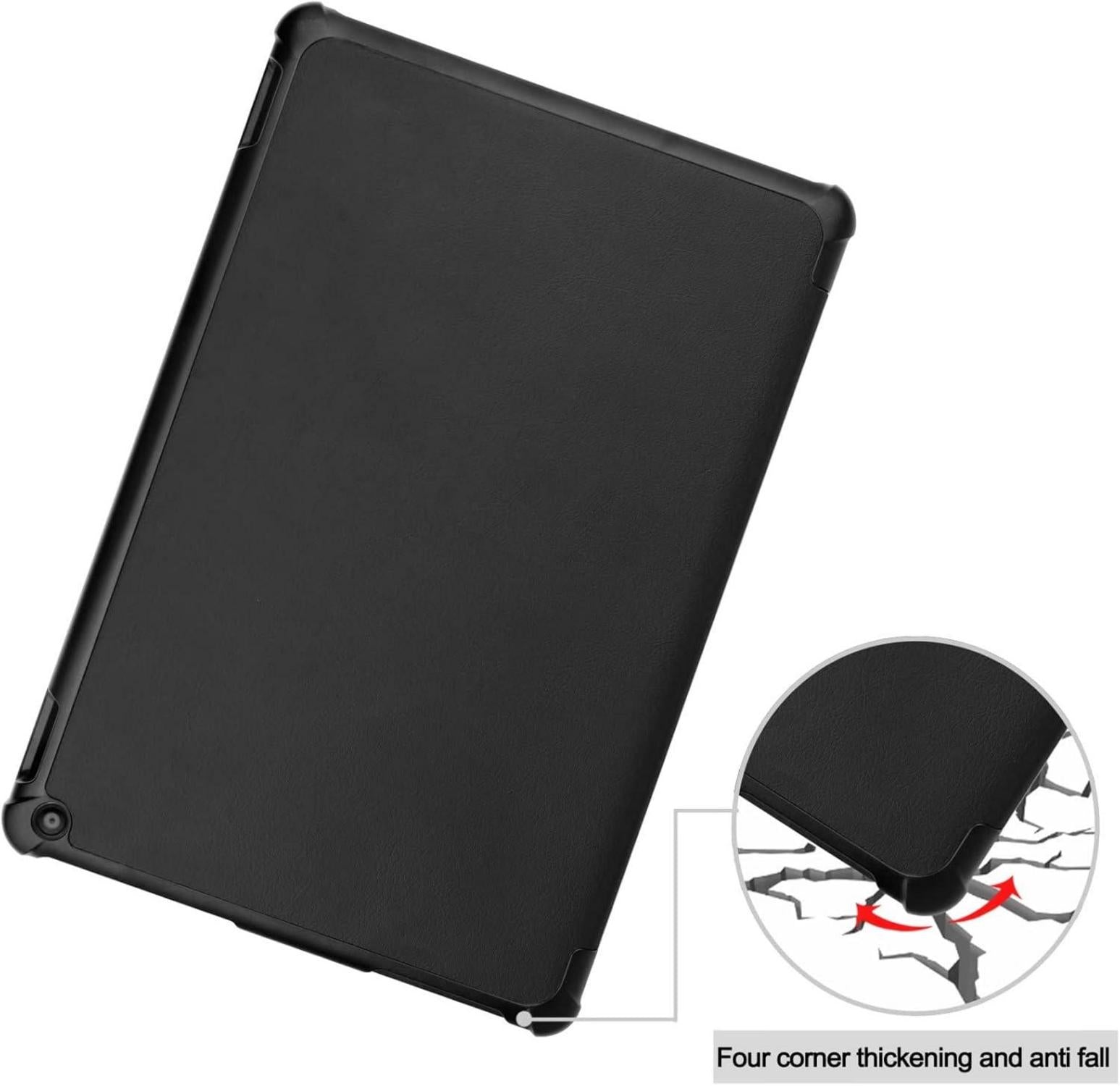 Leder Slim Cover Case Stand für Fire HD 10 11. Gen 2021 Schwarz