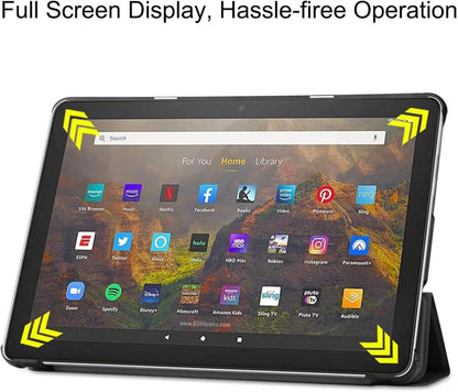 Leder Slim Cover Case Stand für Fire HD 10 11. Gen 2021 Schwarz