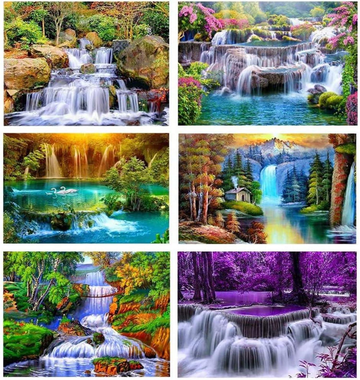 5D Diamant Malerei Set Landschaft Natur Wasserfall 6er Pack