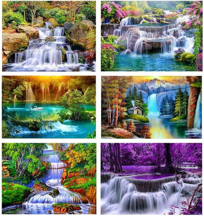 5D Diamant Malerei Set Landschaft Natur Wasserfall 6er Pack
