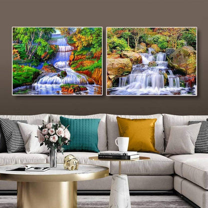 Diamond Painting Diamant Bilder 5D Landschaft Set Erwachsene 30x40 Voll Natur Wasserfall 6 Stück