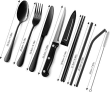 Odoland Campingbesteck Set Edelstahl 9-teilig Outdoor