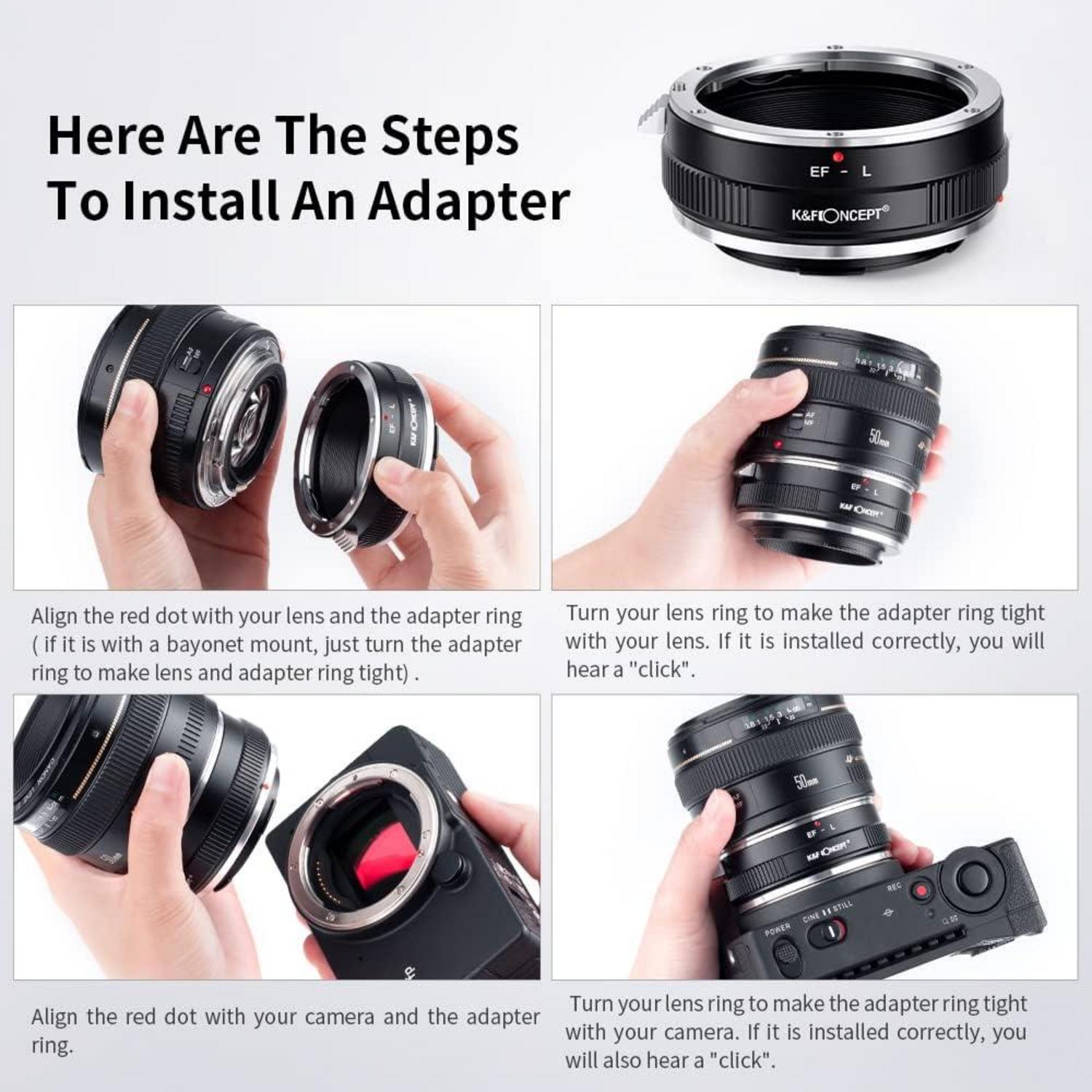Objektivadapter Canon EF/EF-S auf L-Mount-Kamera - Manueller Fokus