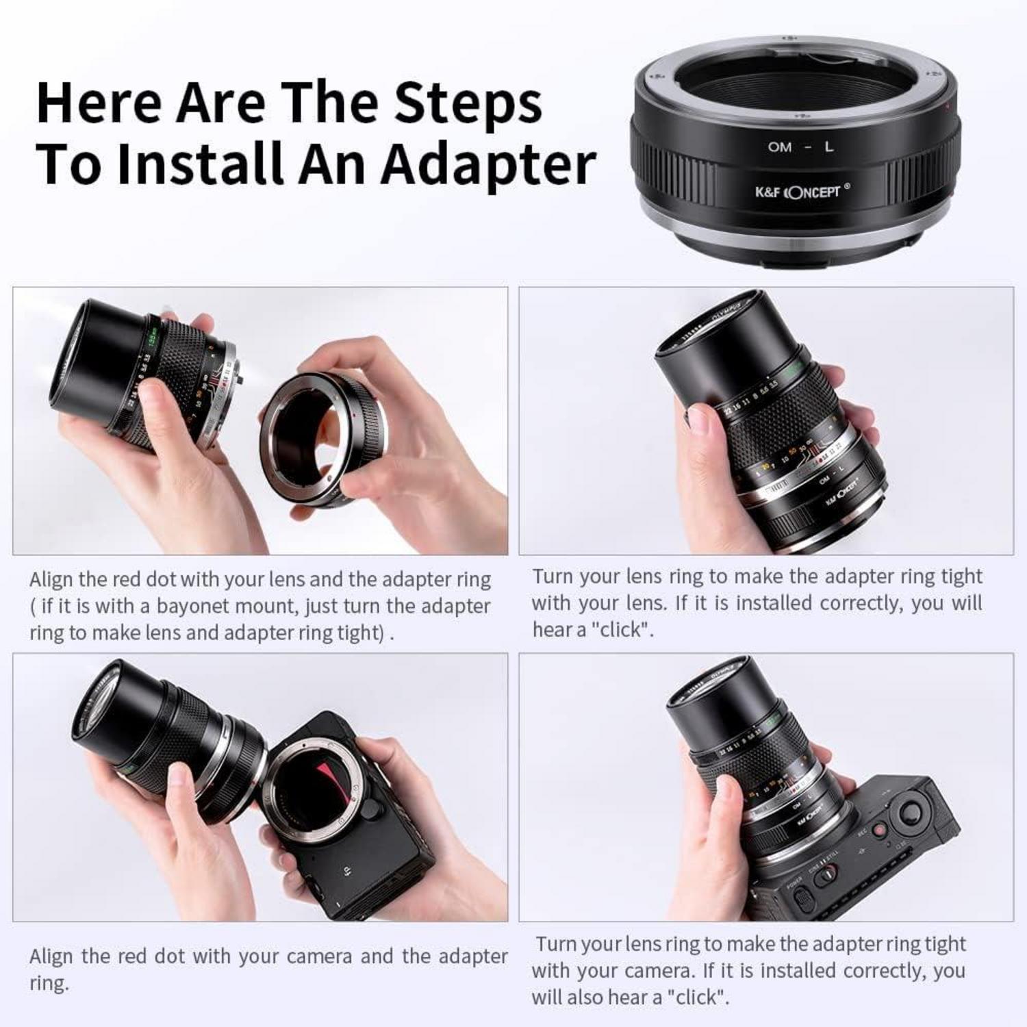 K&F Concept Objektivadapter Olympus OM auf L-Mount Schwarz