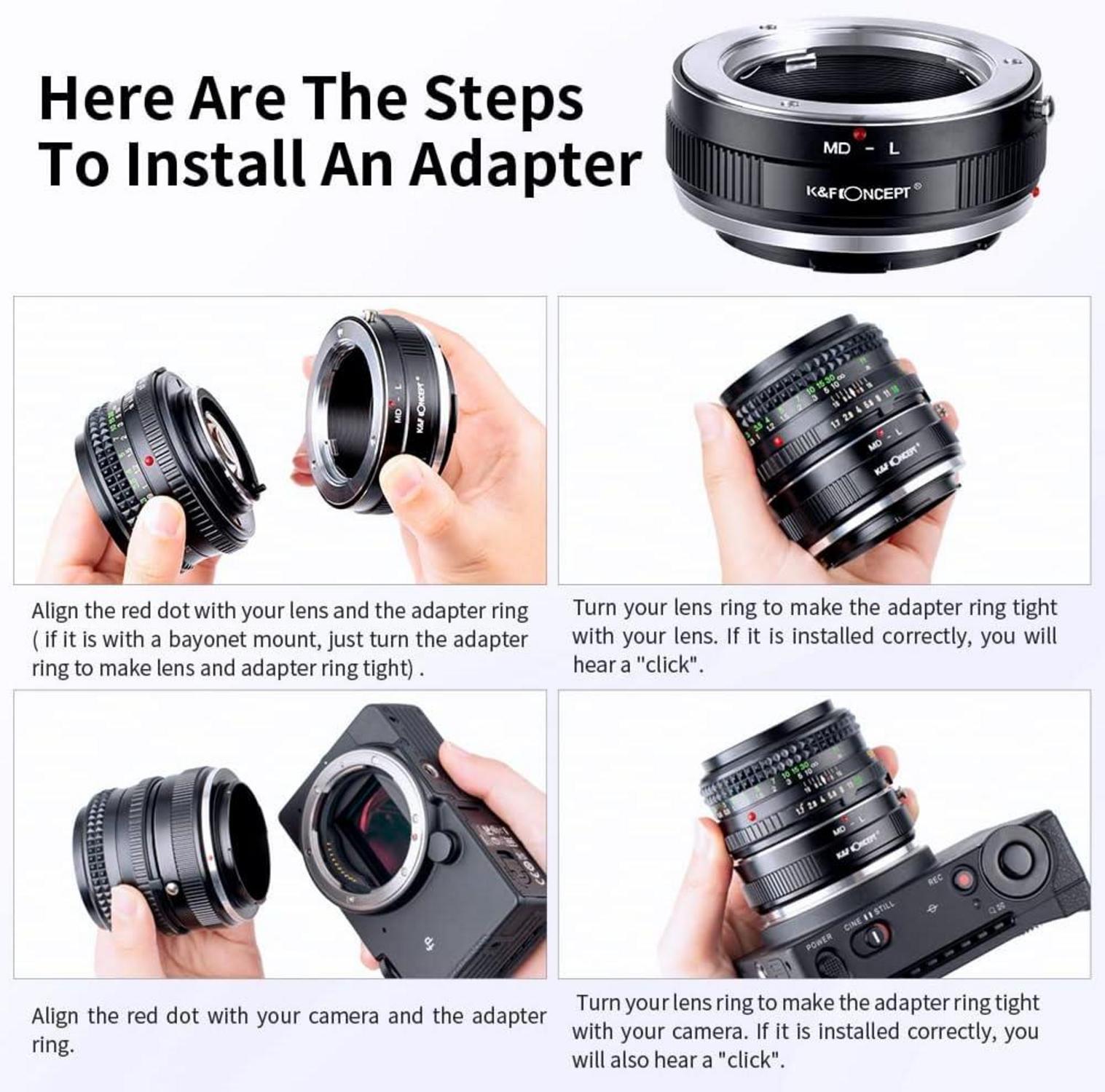 Objektivadapter Minolta MD-L für L-Mount Kamera Kompatibel mit Rokkor SR/MD/MC