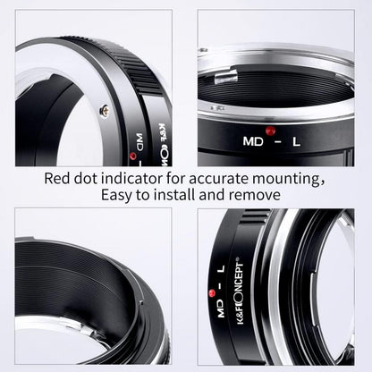 Objektivadapter Minolta MD-L für L-Mount Kamera Kompatibel mit Rokkor SR/MD/MC