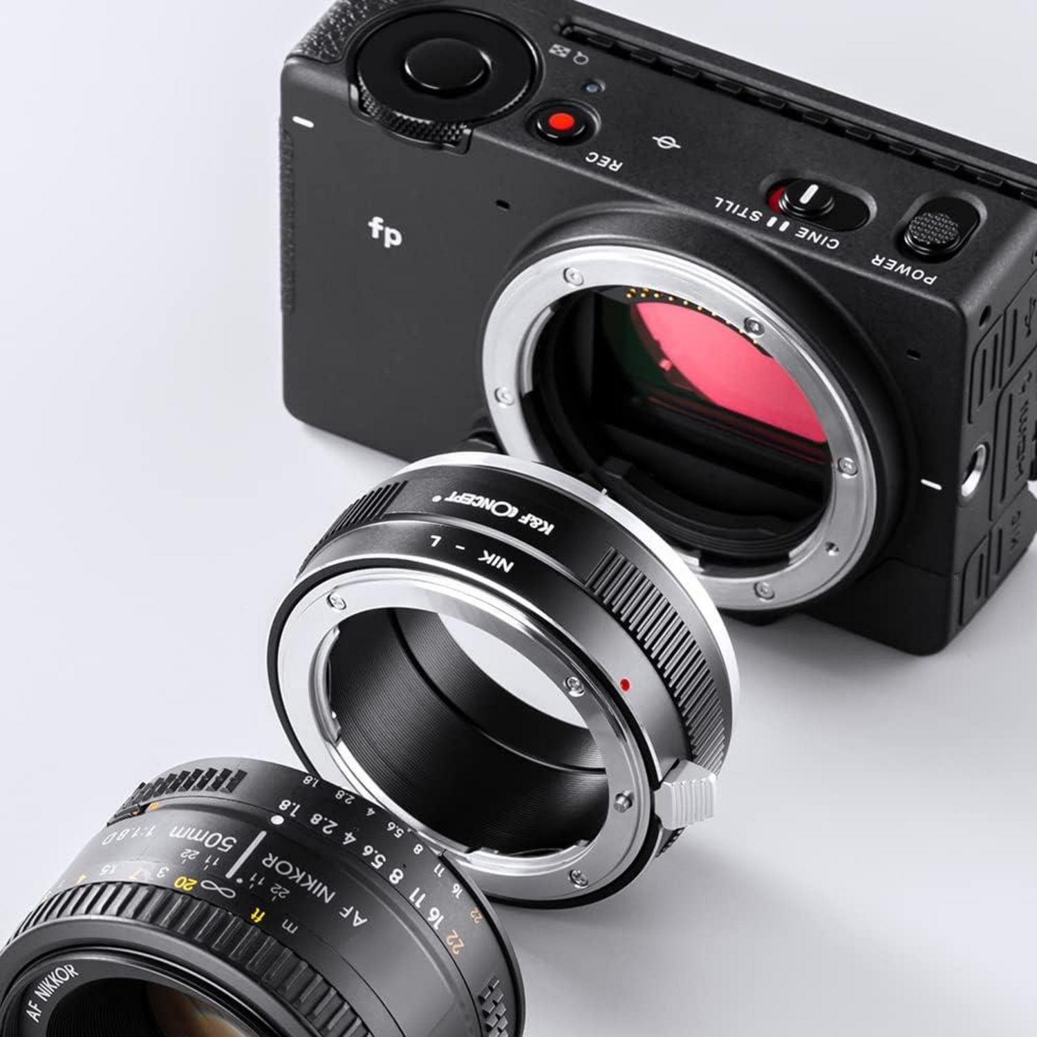 Objektivadapter für Nikon F-Objektiv auf L-Mount Kamera