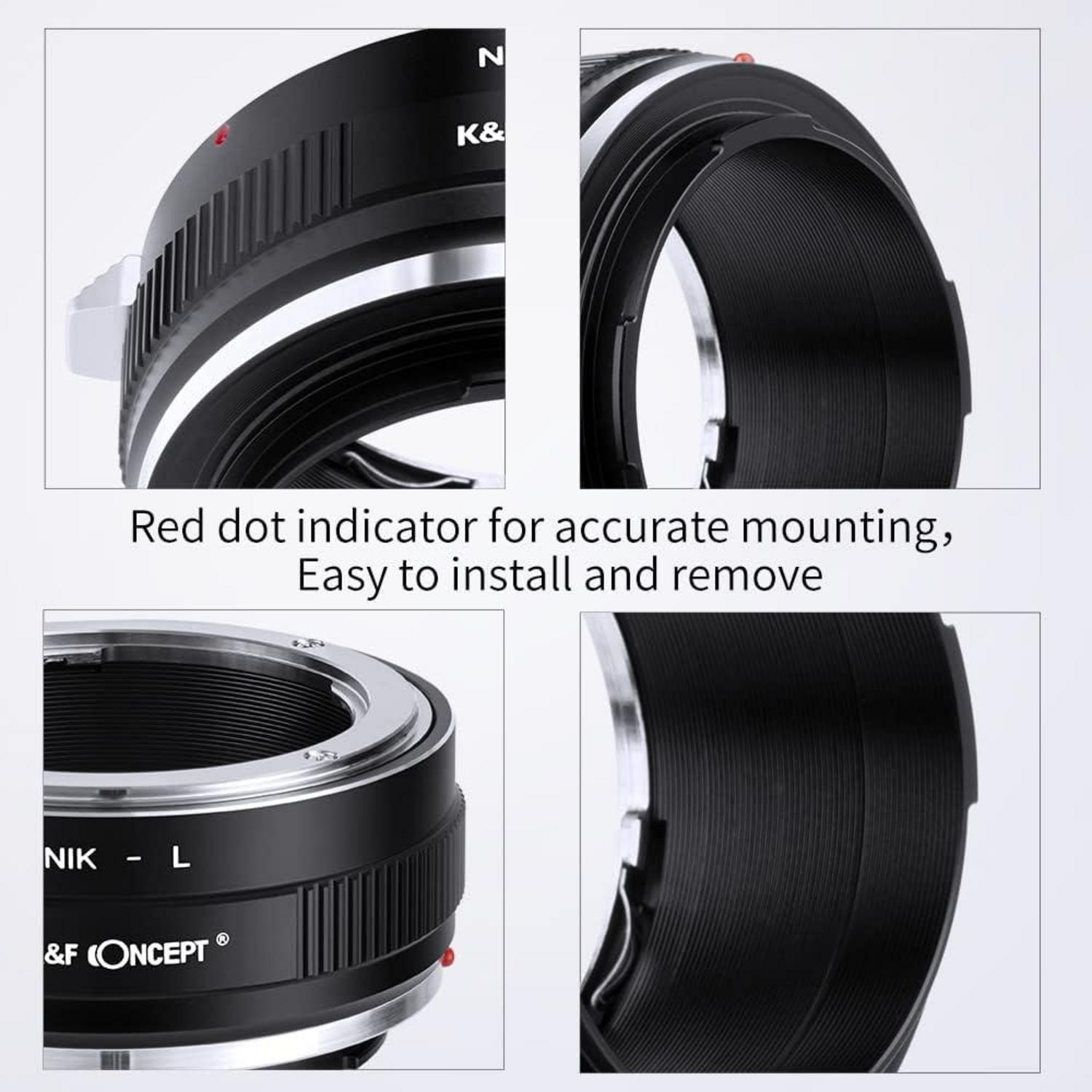 K&F Concept Objektivadapter Nikon F auf L-Mount Kameras - Manueller Fokus